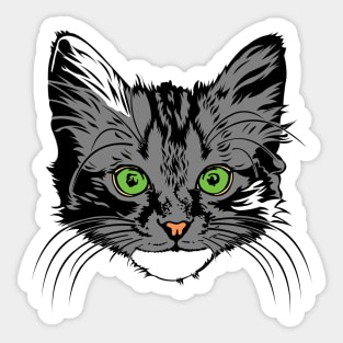 Green Eyed Grey Kitten Sticker